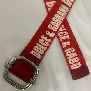 Dolce & Gabbana Red and white cloth leather belt OS